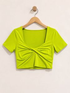 Neon Twist Front Crop Top