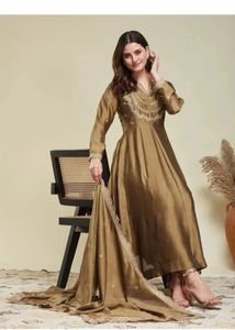 gown brown embroidery dress