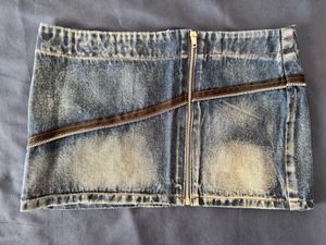 Edgy Denim Mini Skirt with Zipper Detail