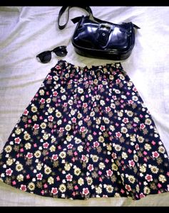 Red Ribbed Top + Floral Skater Skirt Set ❤️combo