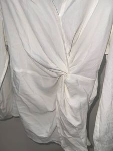 SHEIN Chic White Twisted Front Shirt