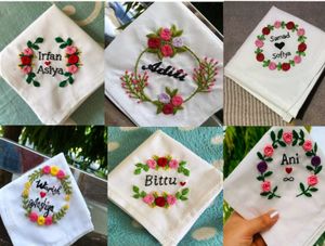 floral Hand-Embroidered handkerchiefs  coustmizati