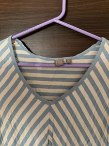 Blue Striped Line T-shirt Top For Ladies