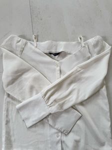 Off-Shoulder Button-Up Blouse