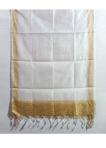 White Dupatta with Golden Border