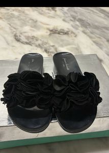 Franco Banetti Black Floral Slide Sandals