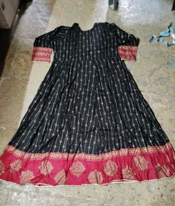 Black Golden Printed Anarkali Kurta
