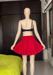 Vibrant Red Flared Skirt