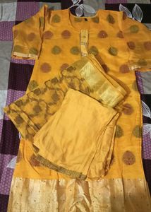 Yellow Embroidered Kurta Set with Dupatta