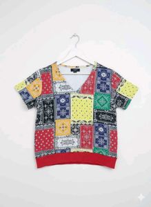 Patchwork V-Neck T-Shirt