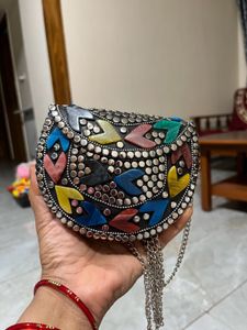 combo offer Embellished Metal Clutch Bag