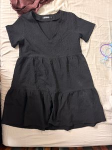 FLASH SALE Chic Black Textured Tiered Mini Dress