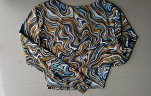 💙 MAX Abstract Print Full Sleeve Crop Top 💙