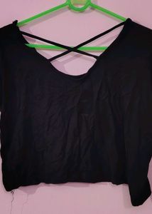 Black Crop Top with Criss-Cross Back