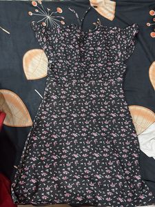 Floral Print Lace-Up Mini Dress
