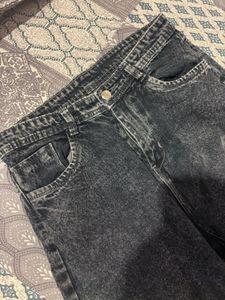 Trendy Gray Wash Wide Leg Jeans