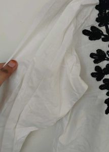 White Kurta with Black chickenkari embroidery