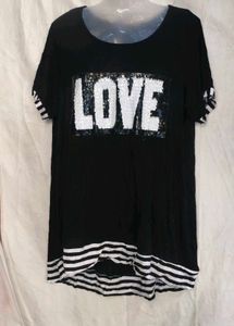 I. Black "LOVE" Sequin T-Shirt