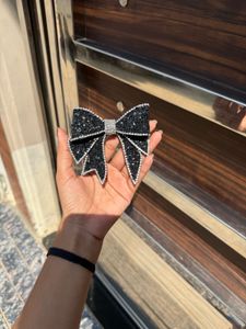 Sparkling Black Bow Hair Clip