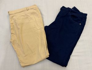Combo of 2 pants beige and blue