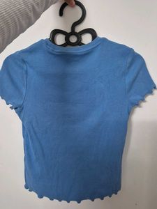 Blue "Good Vibes" Cherry crop t shirt