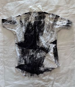 Men's White Crow Print Short Sleeve Shirt