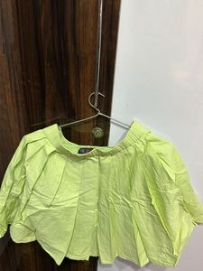 Lime Green Cropped Collared Shirt