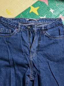 Blue Wide Leg Denim Jeans