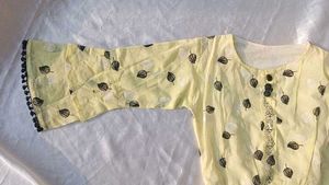Lemon Yellow Printed Top