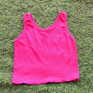 Vibrant Pink Ribbed Tank Top