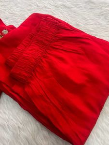 Red Embroidered Kurta Set