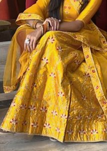 Golden Embroidered Lehenga Choli Set