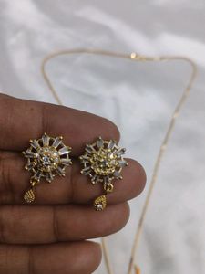Cubic Zirconia Gold Pendant Set