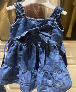 Cute Blue Denim Dress with Bow