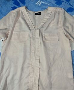 Chic Light Pink V-Neck Blouse
