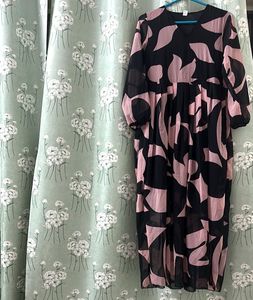 Chic Black & Pink Floral Print Dress