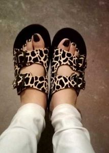 Giraffe Print Buckle Sandals