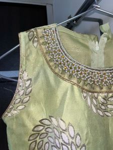 Light Green Embroidered Kurta Plazo &amp; Patiala Set