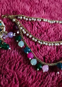 Earrings with detachable Ear Chain and tikka