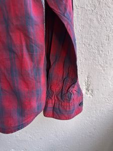 Men's Red &amp; Blue Plaid Long Sleeve Shirt