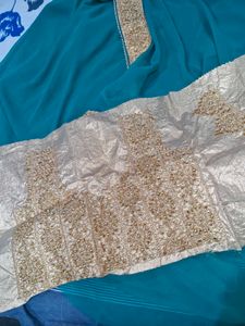 Teal Kurta with Gold Border