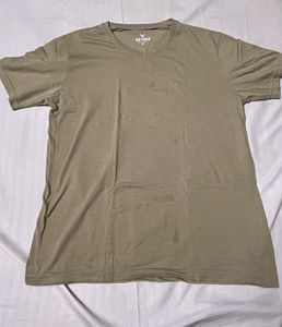 Khaki V-Neck T-Shirt
