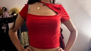 Red Asymmetrical Crop Top
