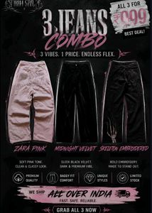 3 Jeans Combo - Pink, Velvet & Skeleton