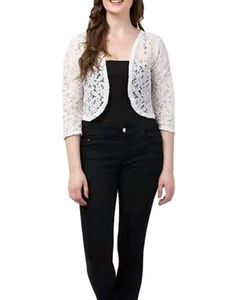 Elegant White Lace Bolero Shrug