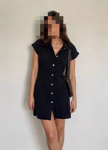 Classic Black Button-Up Shirt Dress