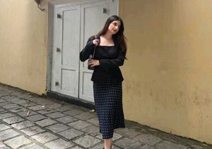 Chic Polka Dot Midi Skirt