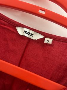 Red Embroidered Short Sleeve Top