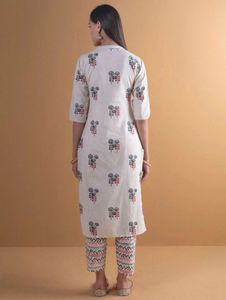 Off White Printed Kurta Set