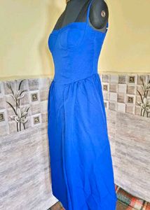 Vibrant Blue Fit &amp; Flare Midi Dress